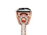 Rose gold Fancy Black Princess Cut Solitaire Split Shank Pave Diamond Engagement Ring with Four-Prong Setting_41