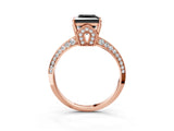 Rose gold Fancy Black Princess Cut Solitaire Split Shank Pave Diamond Engagement Ring with Four-Prong Setting_9