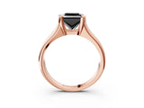 Rose gold Fancy Black Princess Cut Solitaire Tension Set Diamond Ring with Split Shank Band_3