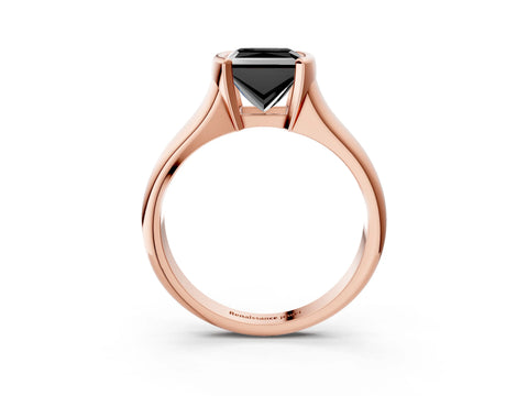 Rose gold Fancy Black Princess Cut Solitaire Tension Set Diamond Ring with Split Shank Band_3