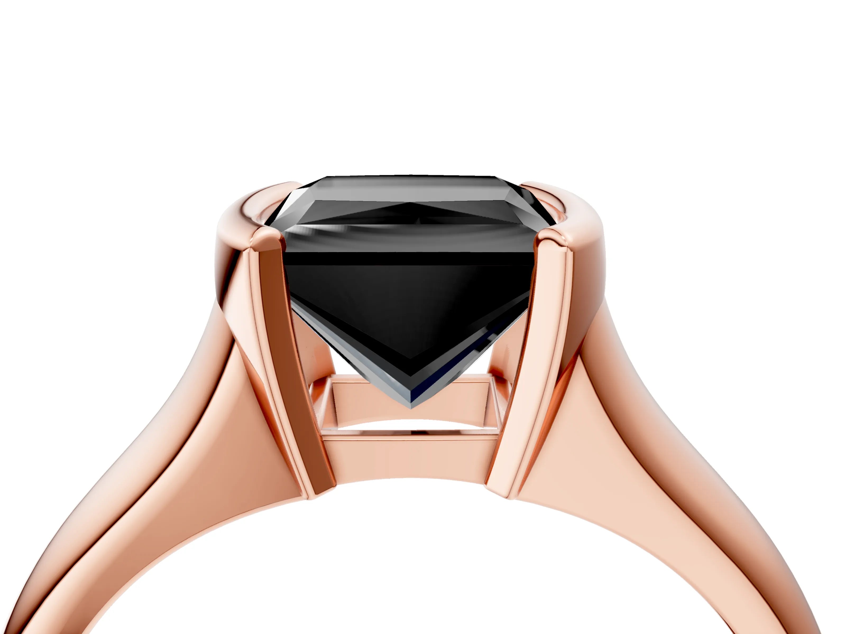 Rose gold Fancy Black Princess Cut Solitaire Tension Set Diamond Ring with Split Shank Band_4