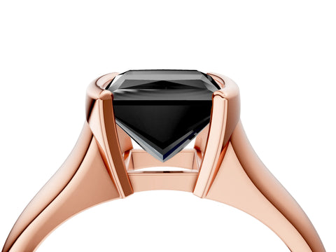 Rose gold Fancy Black Princess Cut Solitaire Tension Set Diamond Ring with Split Shank Band_4