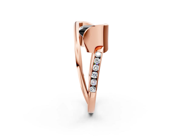 Rose gold Fancy Black Princess Cut Solitaire Tension-Set Diamond Split Shank Ring
