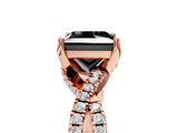 Rose gold Fancy Black Princess Cut Solitaire Twist Pave Diamond Engagement Ring with Prong Setting_5