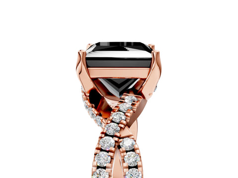 Rose gold Fancy Black Princess Cut Solitaire Twist Pave Diamond Engagement Ring with Prong Setting_5
