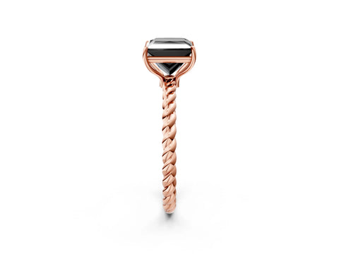 Rose gold Fancy Black Princess Cut Solitaire Twisted Band 4-Prong Ring_2