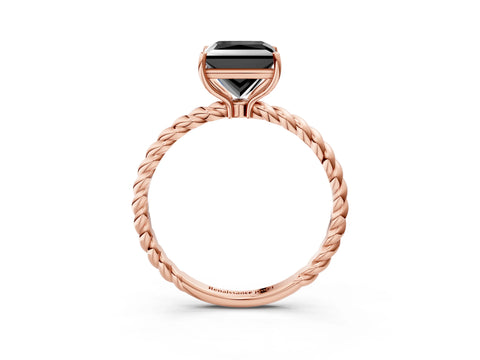 Rose gold Fancy Black Princess Cut Solitaire Twisted Band 4-Prong Ring_3