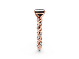 Rose gold Fancy Black Princess Cut Solitaire Twisted Band with Pavé Accents and Four-Prong Setting_2