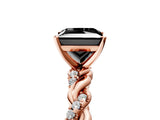 Rose gold Fancy Black Princess Cut Solitaire Twisted Band with Pavé Accents and Four-Prong Setting_5