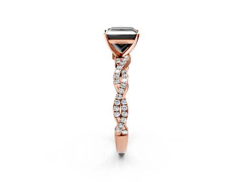 Rose gold Fancy Black Princess Cut Solitaire Twisted Pave Band with Four-Prong Setting_5