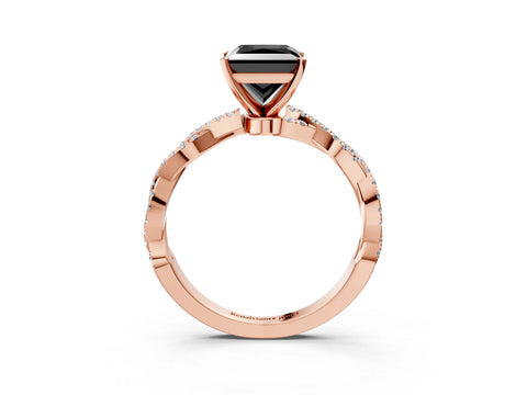 Rose gold Fancy Black Princess Cut Solitaire Twisted Pave Band with Four-Prong Setting_6