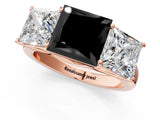 Rose gold Fancy Black Princess Cut Three-Stone Diamond Ring with Prong Setting on a Classic Band_13