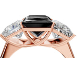 Rose gold Fancy Black Princess Cut Three-Stone Diamond Ring with Prong Setting on a Classic Band_16
