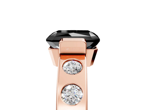 Rose gold Fancy Black Radiant Cut Brilliant Channel-Set Diamond Ring with Bezel Prong Setting_5