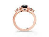 Rose gold Fancy Black Radiant Cut Brilliant Diamond Cluster Accent Solitaire Ring with Prong Setting_3