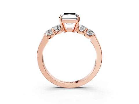 Rose gold Fancy Black Radiant Cut Brilliant Diamond Five-Stone Engagement Ring with Prong Setting on a Classic Band_6