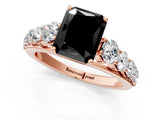 Rose gold Fancy Black Radiant Cut Brilliant Diamond Pavé Band with Six-Prong Setting_1