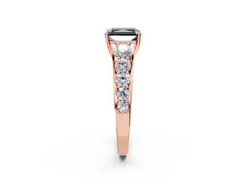Rose gold Fancy Black Radiant Cut Brilliant Diamond Pavé Band with Six-Prong Setting_2