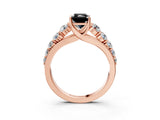 Rose gold Fancy Black Radiant Cut Brilliant Diamond Pavé Band with Six-Prong Setting_3