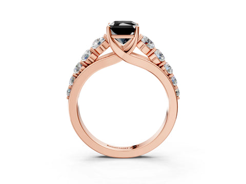 Rose gold Fancy Black Radiant Cut Brilliant Diamond Pavé Band with Six-Prong Setting_3