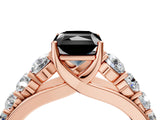 Rose gold Fancy Black Radiant Cut Brilliant Diamond Pavé Band with Six-Prong Setting_4
