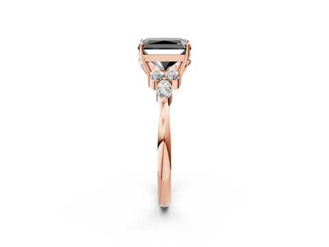 Rose gold Fancy Black Radiant Cut Brilliant Diamond Solitaire Ring with Pear Side Stones and Four-Prong Setting_5