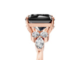 Rose gold Fancy Black Radiant Cut Brilliant Diamond Solitaire Ring with Pear Side Stones and Four-Prong Setting_8