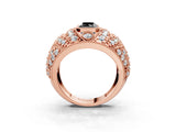 Rose gold Fancy Black Radiant Cut Brilliant Halo Pave Diamond Milgrain Ring_3