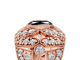 Rose gold Fancy Black Radiant Cut Brilliant Halo Pave Diamond Milgrain Ring_5