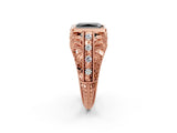 Rose gold Fancy Black Radiant Cut Brilliant Milgrain Filigree Diamond Ring with Square Prong Setting_2