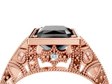 Rose gold Fancy Black Radiant Cut Brilliant Milgrain Filigree Diamond Ring with Square Prong Setting_4