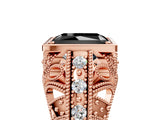 Rose gold Fancy Black Radiant Cut Brilliant Milgrain Filigree Diamond Ring with Square Prong Setting_5