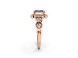 Rose gold Fancy Black Radiant Cut Brilliant Milgrain Pave Heart Band Solitaire Ring_2
