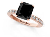 Rose gold Fancy Black Radiant Cut Brilliant Pavé Band Solitaire with Four-Prong Setting_1