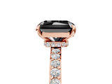 Rose gold Fancy Black Radiant Cut Brilliant Pavé Band Solitaire with Four-Prong Setting_5