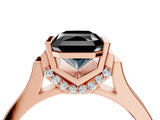 Rose gold Fancy Black Radiant Cut Brilliant Solitaire Diamond Ring with Channel Set Band and Bar Prong Setting_4