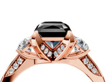 Rose gold Fancy Black Radiant Cut Brilliant Three-Stone Diamond Ring with Pavé Band and Four-Prong Setting_7