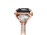 Rose gold Fancy Black Radiant Cut Brilliant Three-Stone Diamond Ring with Pavé Band and Four-Prong Setting_8