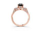 Rose gold Fancy Black Radiant Cut Brilliant Three-Stone Pave Band with Four-Prong Setting_3