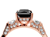Rose gold Fancy Black Radiant Cut Brilliant Three-Stone Pave Band with Four-Prong Setting_4