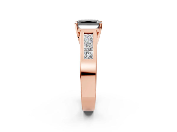 Rose Gold Radiant Cut Channel Set Engagement Ring Setting for Black Center