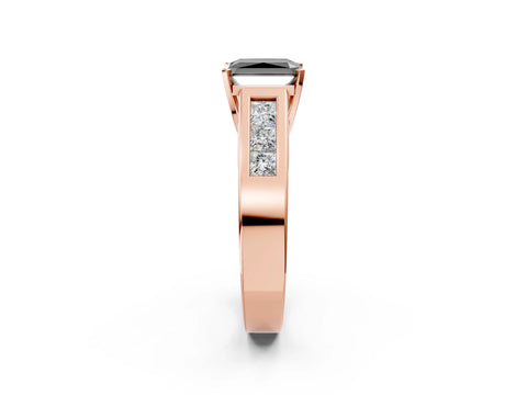 Rose gold Fancy Black Radiant Cut Cut Channel Set Solitaire Ring with Four-Prong Setting_2