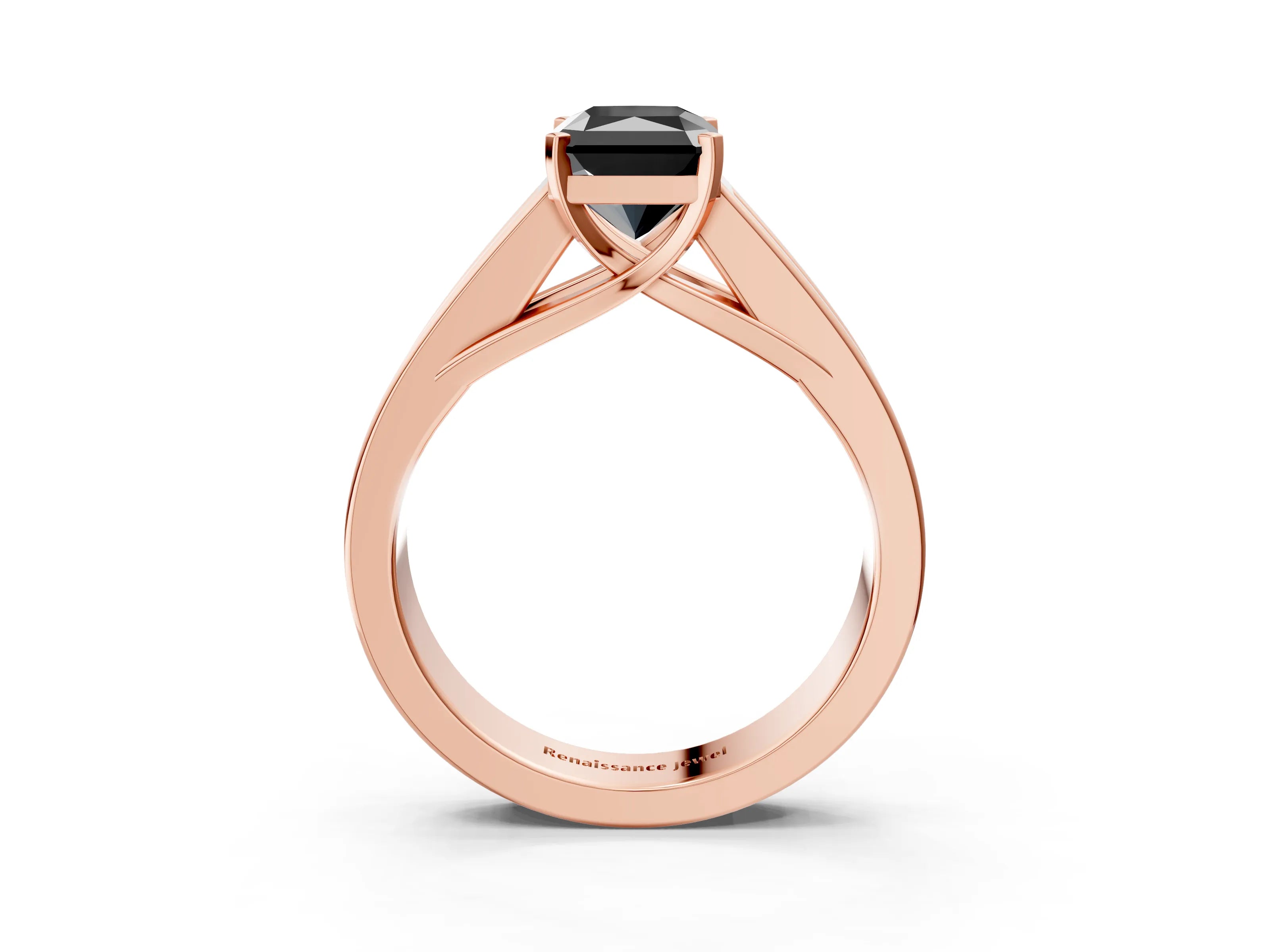 Rose gold Fancy Black Radiant Cut Cut Channel Set Solitaire Ring with Four-Prong Setting_3