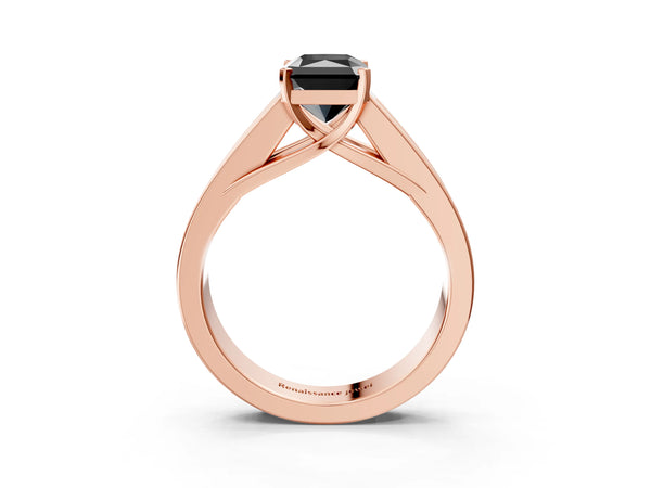 Rose Gold Radiant Cut Channel Set Engagement Ring Setting for Black Center