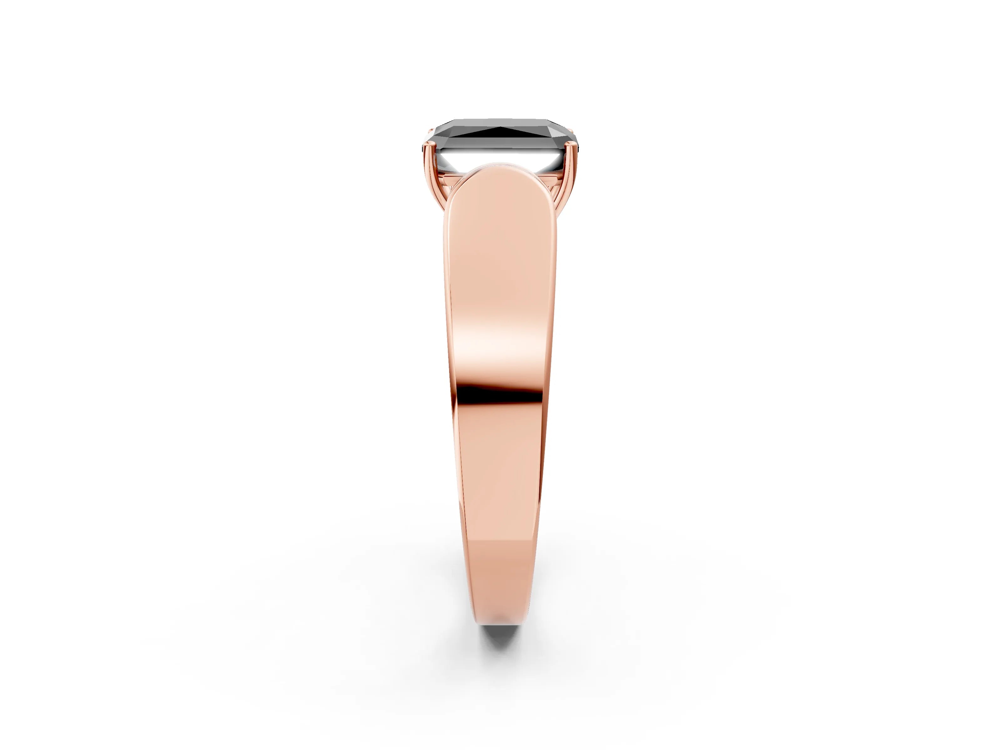 Rose gold Fancy Black Radiant Cut Cut Diamond Channel Set Solitaire Ring with Four-Prong Setting_2