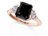Rose gold Fancy Black Radiant Cut Cut Diamond Cluster Ring with Solitaire Band and Four-Prong Setting_1