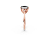 Rose gold Fancy Black Radiant Cut Cut Diamond Cluster Ring with Solitaire Band and Four-Prong Setting_2