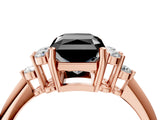 Rose gold Fancy Black Radiant Cut Cut Diamond Cluster Ring with Solitaire Band and Four-Prong Setting_4