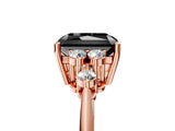 Rose gold Fancy Black Radiant Cut Cut Diamond Cluster Ring with Solitaire Band and Four-Prong Setting_5