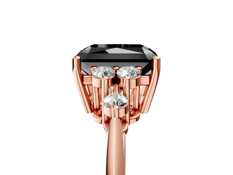 Rose gold Fancy Black Radiant Cut Cut Diamond Cluster Ring with Solitaire Band and Four-Prong Setting_5